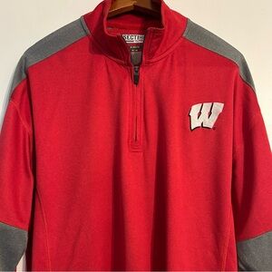 Red and Gray Men's Quarter-Zip Jacket Wisconsin Badgers Size XL Embroidered